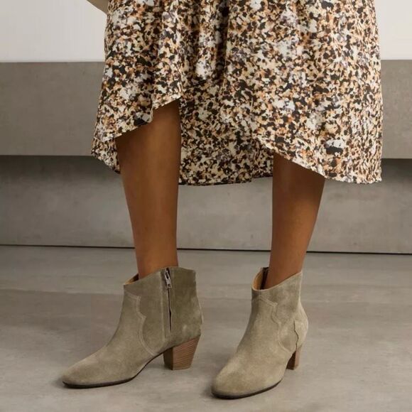Isabel Marant Dicker Suede Ankle Boots Distressed 40/9 Western Rodeo Cowgirl - Picture 1 of 13